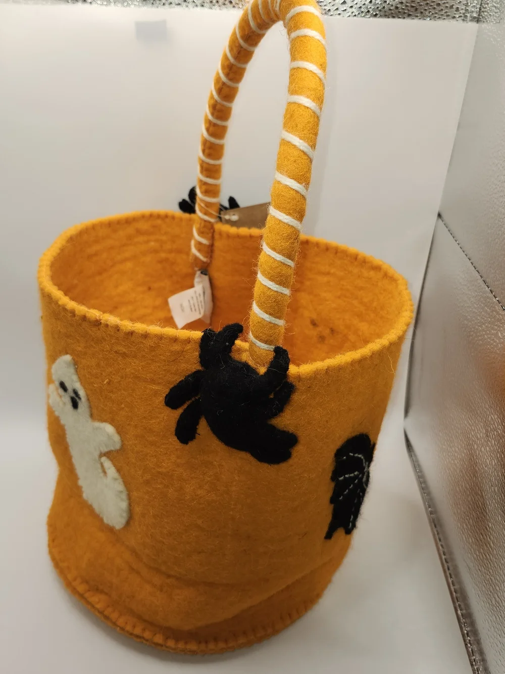 Anvil Orange Felt Halloween Basket with Handle